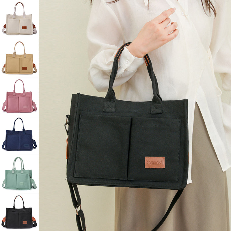 New Canvas Shoulder Bag Women Large Capacity Multi-pocket Handbags Cas
