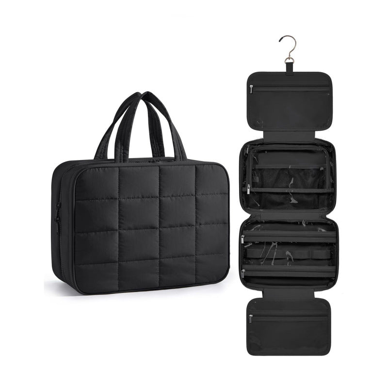 Quilted Hanging Travel Case - Black