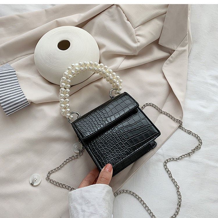 Pearl-Look Handle Mini Bag - Black