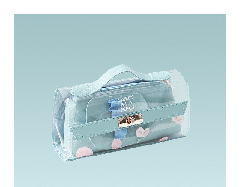 Clear Triple-Zip Pouch - Green