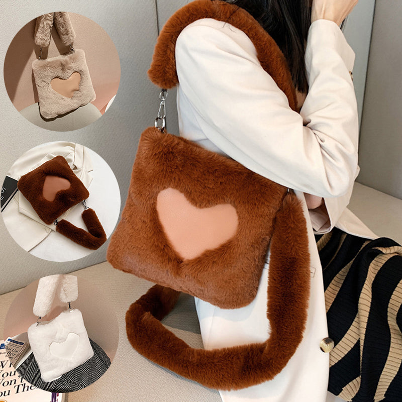 Plush Heart Shoulder Bag