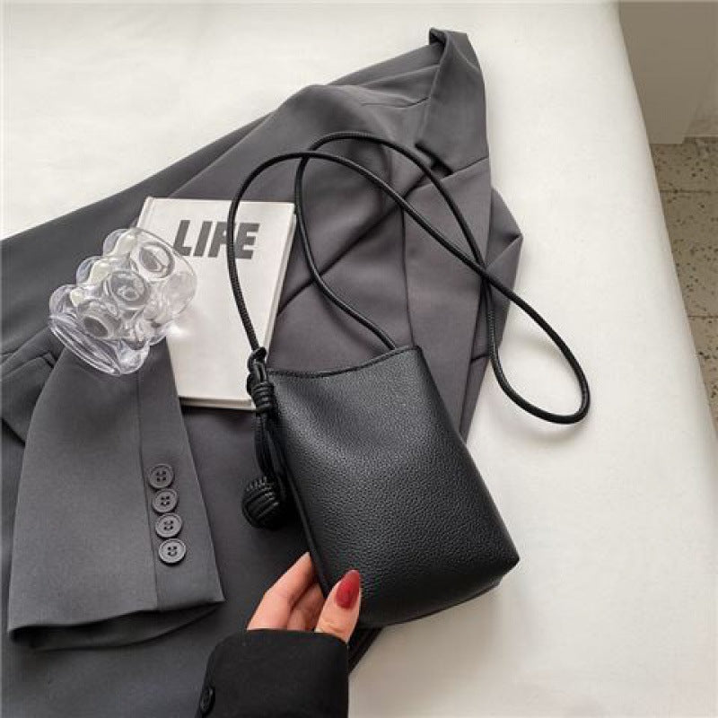 Drawcord Phone Crossbody - Black