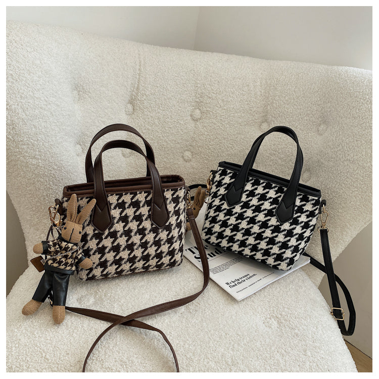 Checkerboard Top Handle Shoulder Bag