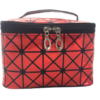 Geometric-Panel Zip Case - Red