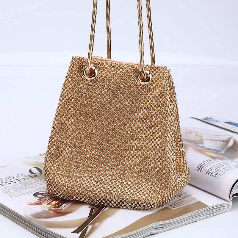 Women Crystal Diamond Clutch Bags String Satin Crossbody Bag Glitter E