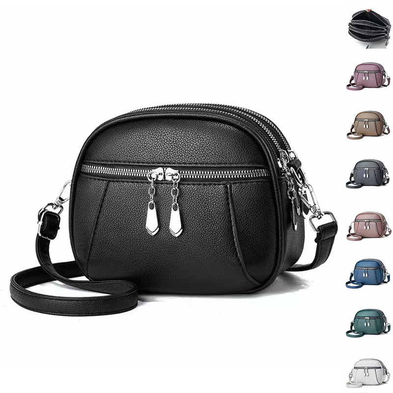 Solid Color Small Round Bag Fashion Multi-pocket Large Capacity Should