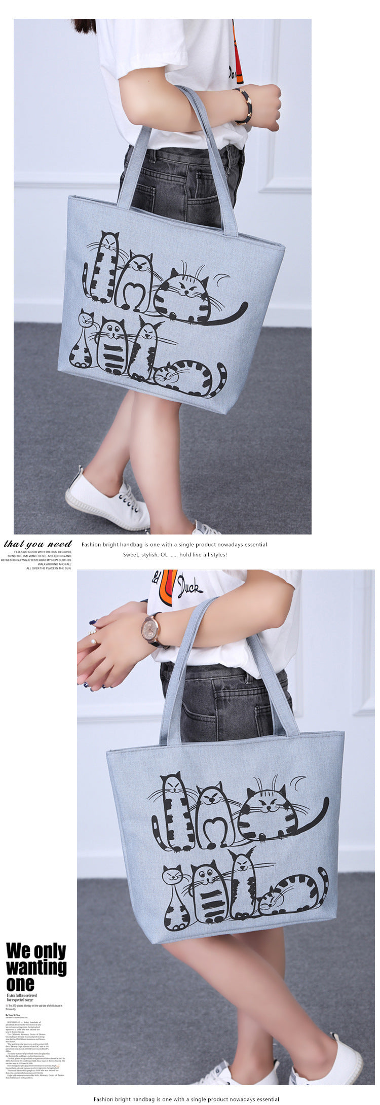 Ladies shoulder canvas bag - alternate view