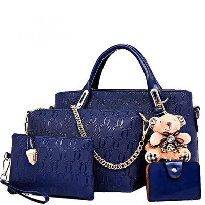 new Korean fashion handbags embossed four piece ladies bag shoulder di