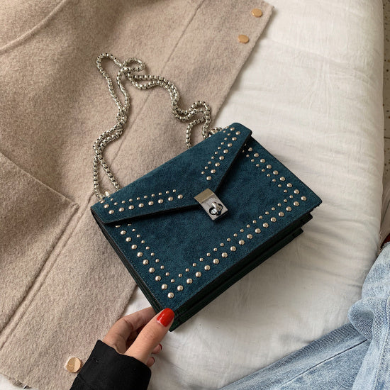 Stud-Trim Mini Crossbody - Blue Green