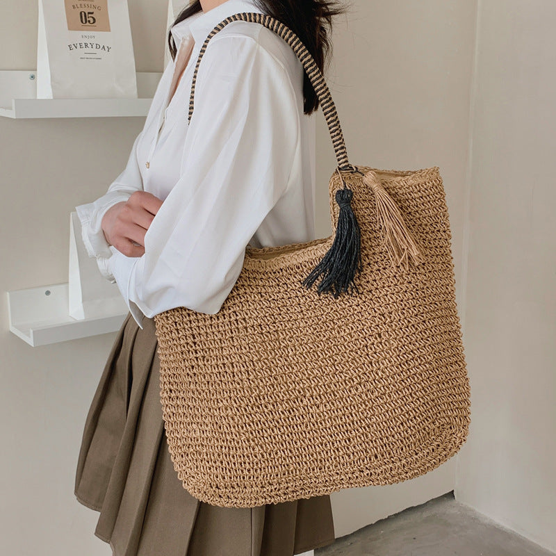 Winter Fashion Straw Casual Tote Bag - additional view