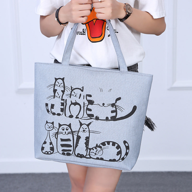 Ladies shoulder canvas bag - close-up detail