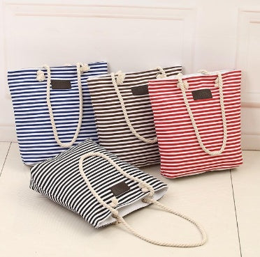 Casual Ladies Shoulder Stripe Tote Summer Beach Bag
