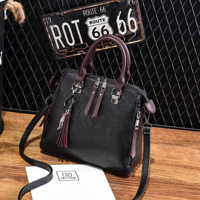 Tassel Top-Handle Bag - Black