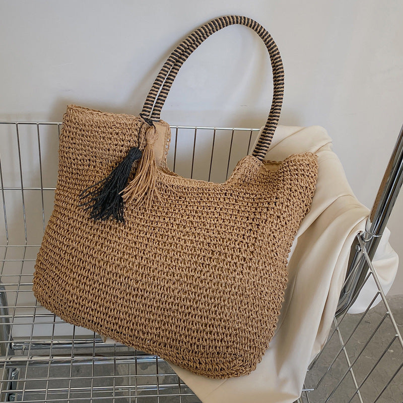 Winter Fashion Straw Casual Tote Bag - dimensions