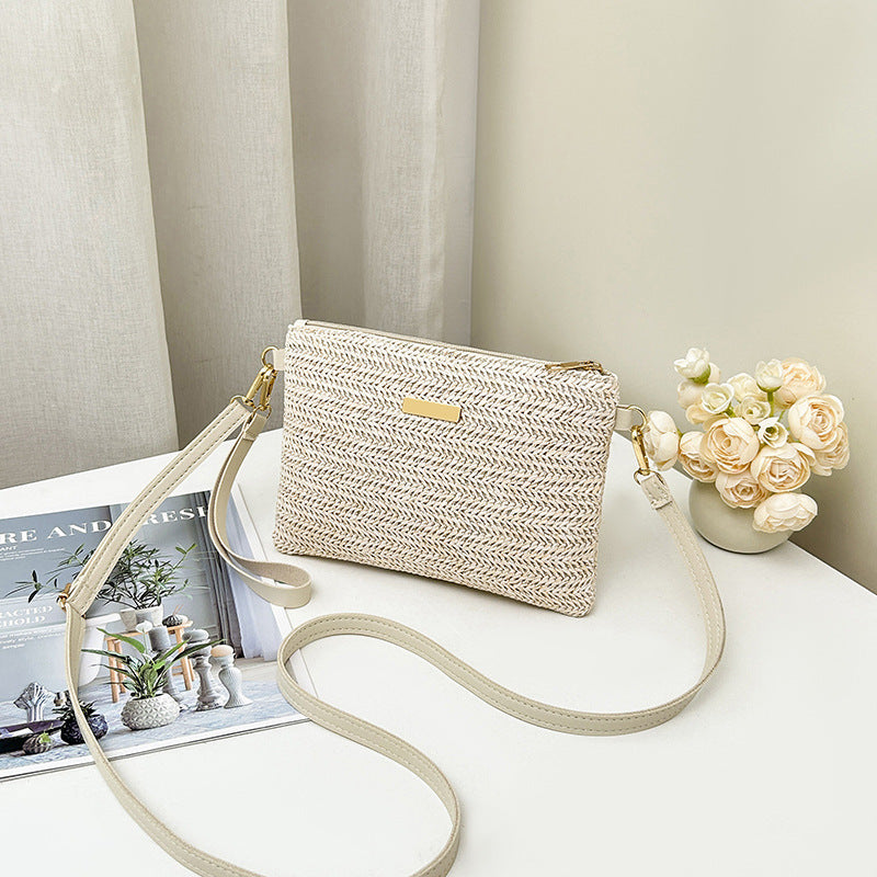 Woven Phone Crossbody - Beige