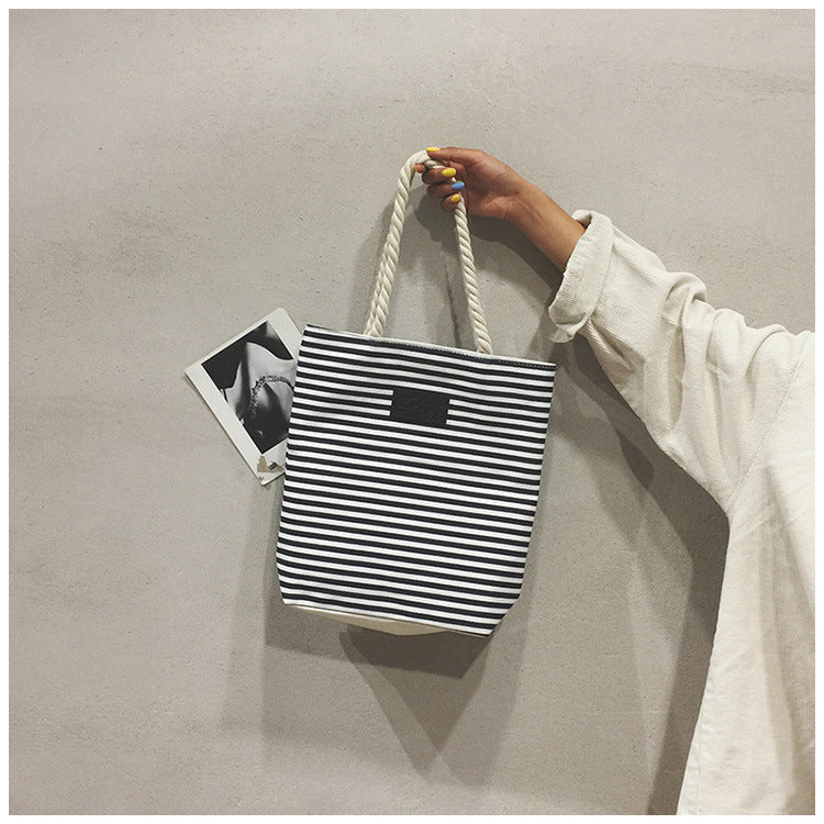 Casual Ladies Shoulder Stripe Tote Summer Beach Bag - additional view