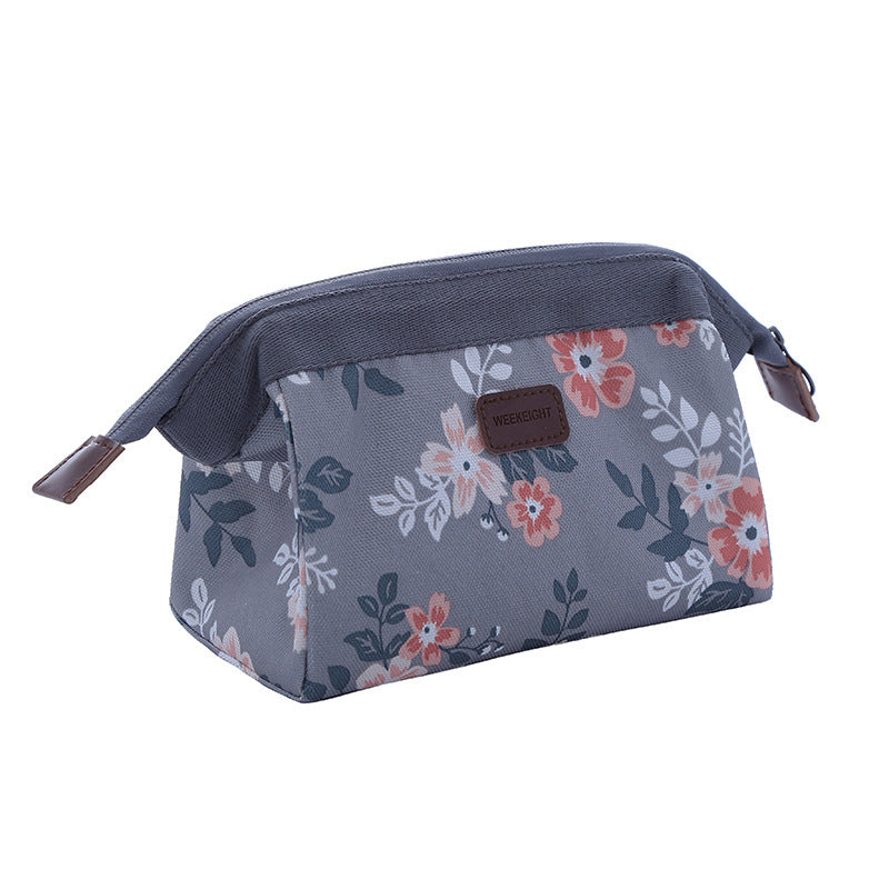 Floral Travel Pouch - Grey