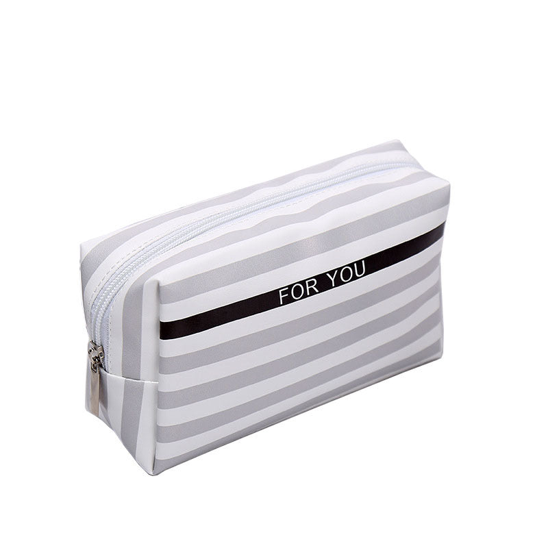 Stripe Zip Pouch - Grey