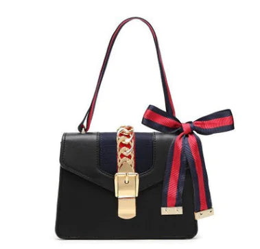 Striped Satin Ribbon Tote, Shoulder & Crossbody Bag