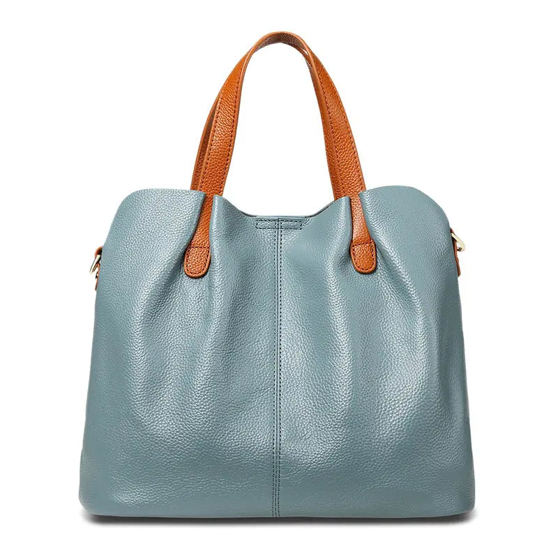 Simple Casual Soft Leather Tote Bag for Women