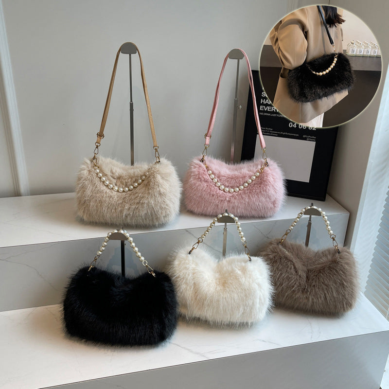 Autumn And Winter Fashion Shoulder Bags Pearl Chain Crossbody Bag Vers