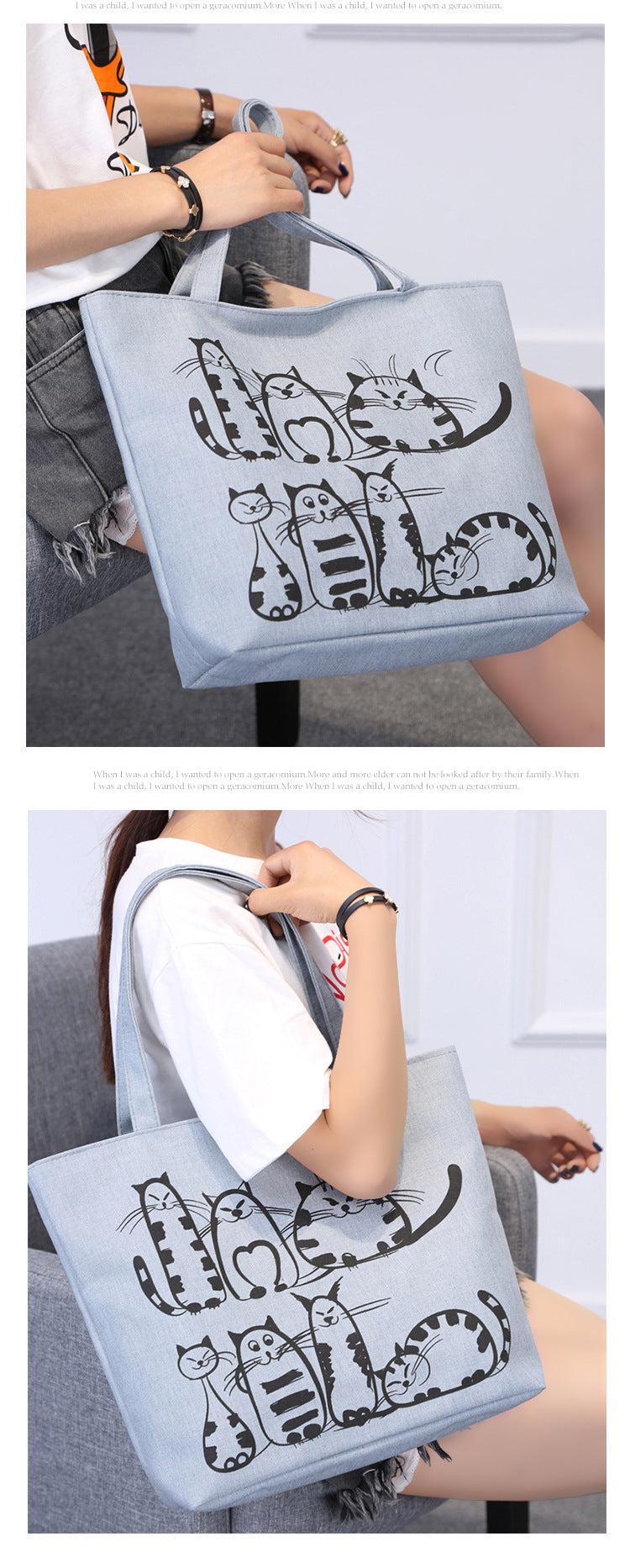 Ladies shoulder canvas bag - back view