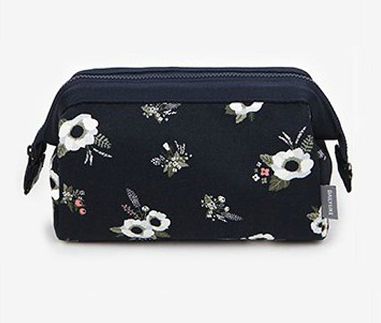 Floral Zip Pouch - Black