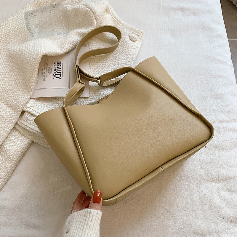 Simple Large Bag Soft Leather Large Capacity One-shoulder Portable Tote Bag