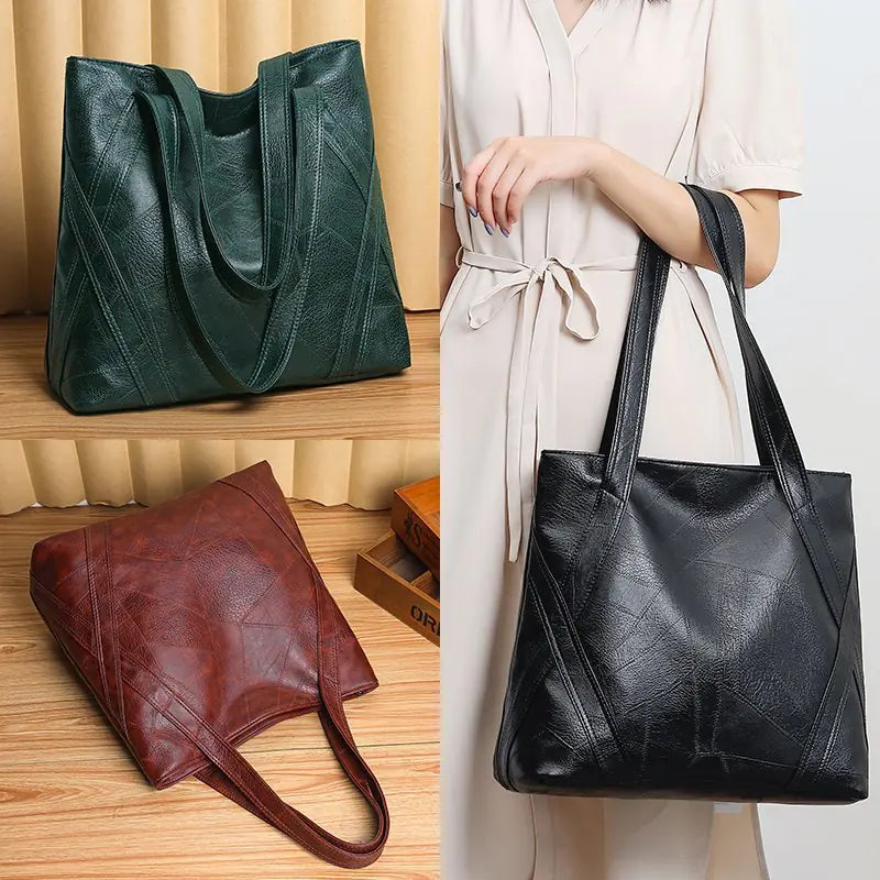Vintage Fashion Soft Leather Tote Bag for Women - close-up detail