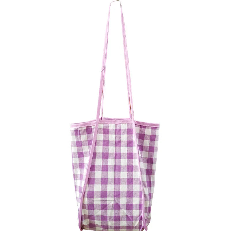 Gingham Canvas Shopper Tote
