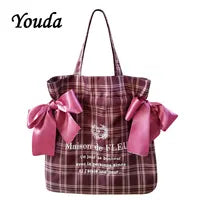 Gingham Canvas Shopper Tote