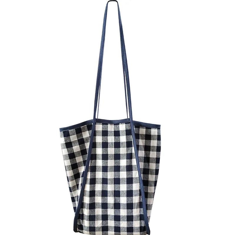 Gingham Canvas Shopper Tote