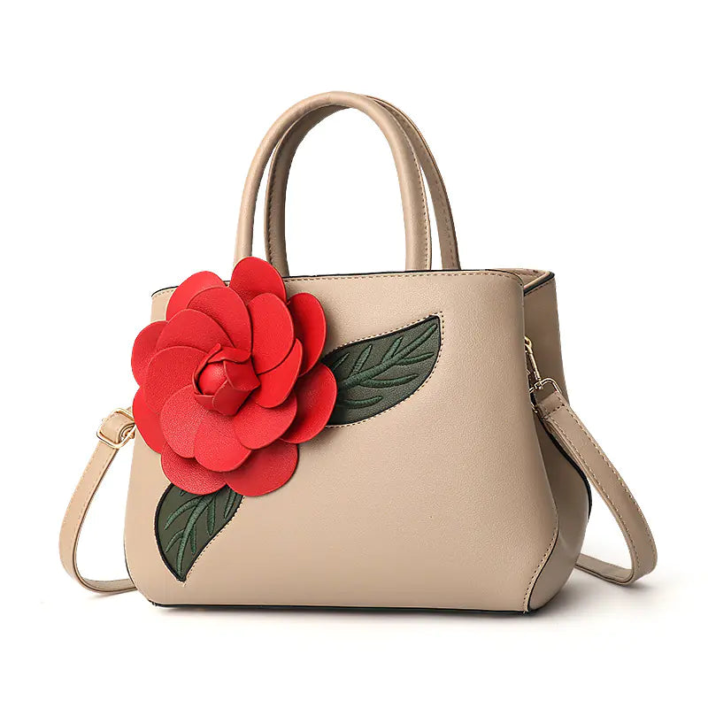 Charming Floral Tote Bag and Crossbody Shoulder Bag - close-up detail