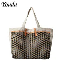 Gingham Canvas Shopper Tote