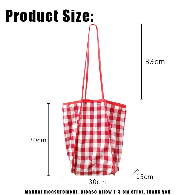 Gingham Canvas Shopper Tote