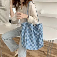 Gingham Canvas Shopper Tote