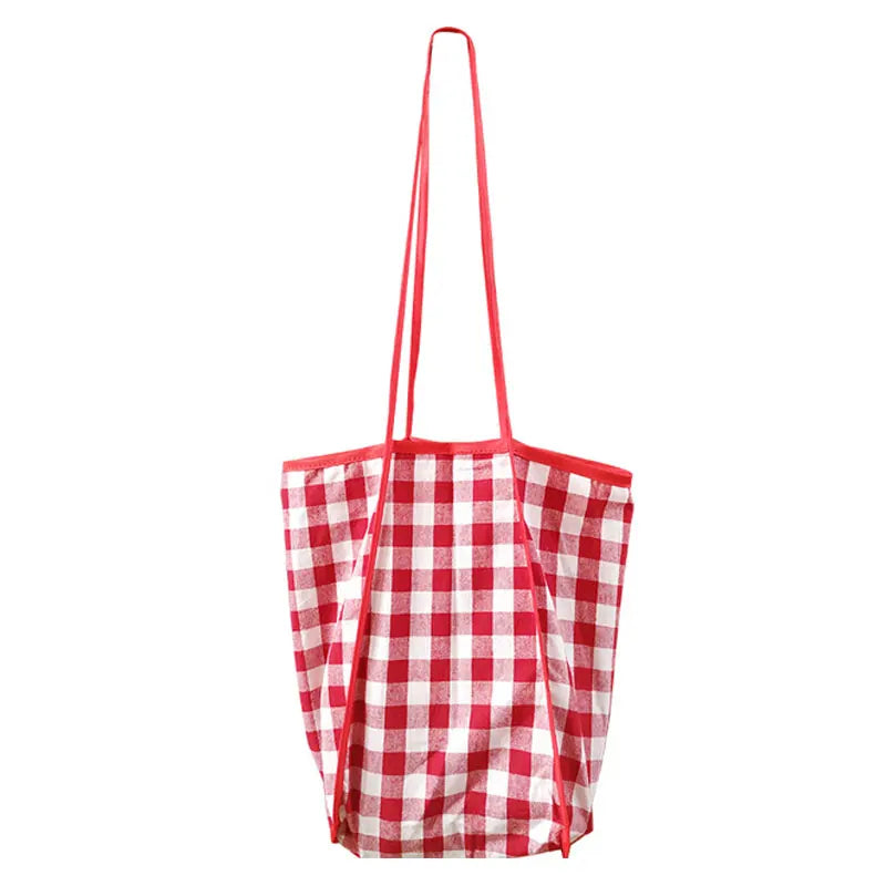 Gingham Canvas Shopper Tote