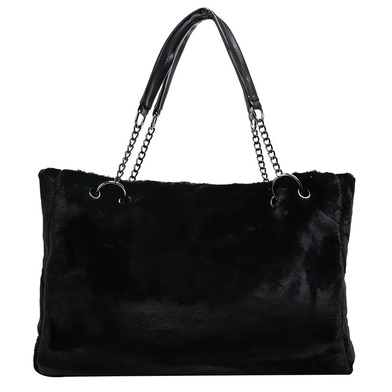 Fashionable Plush Chain Tote Bag for Women (2020) - interior