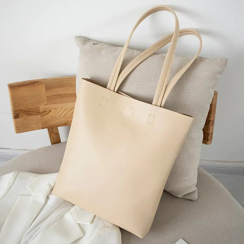Korean Style Soft Leather Tote Bag for Students - alternate view