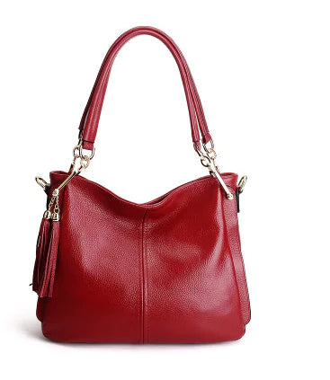 Fashionable Women's Genuine Leather Tote Bag - close-up detail