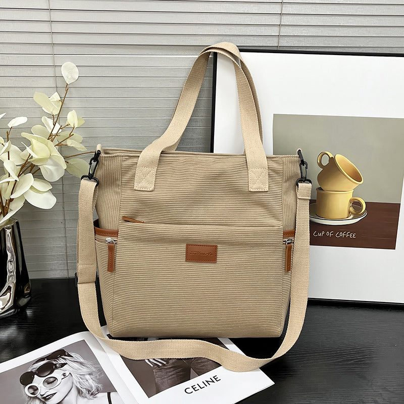 Fashion New Corduroy Tote Bag For Women - back view