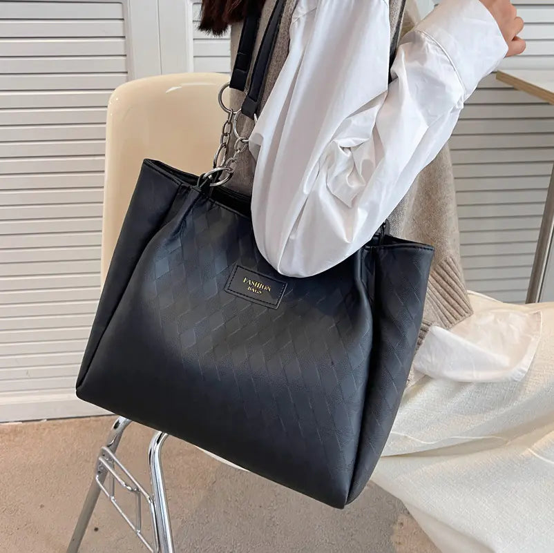 Rhombus Pattern Chain Shoulder Tote Bag for Women