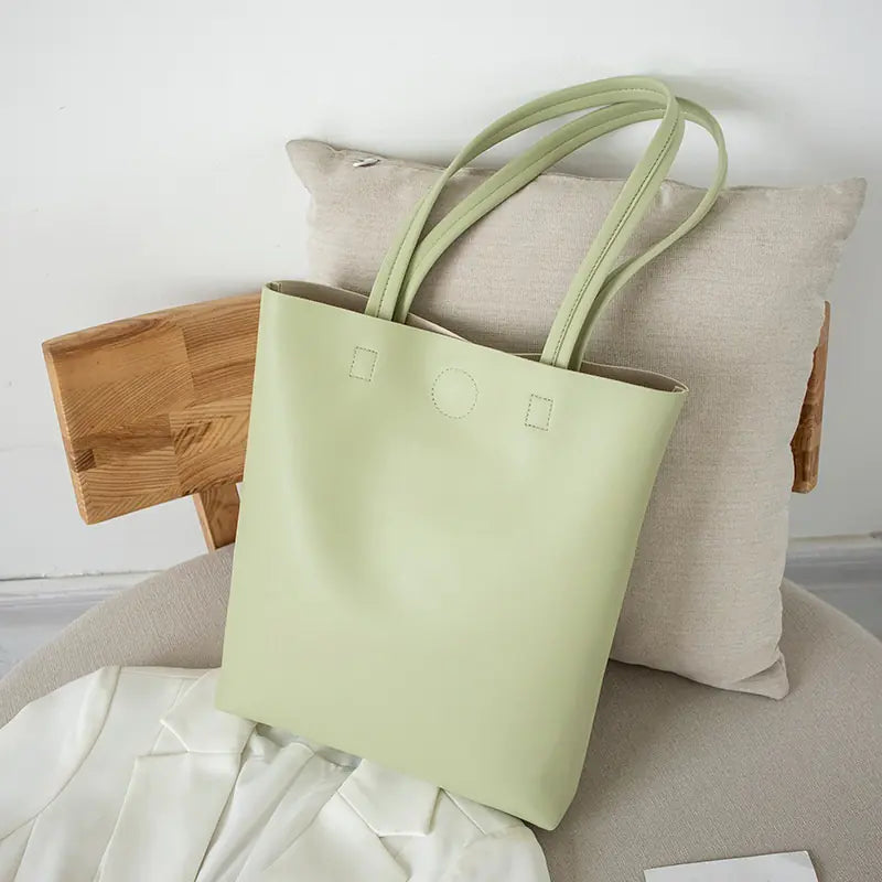 Korean Style Soft Leather Tote Bag for Students