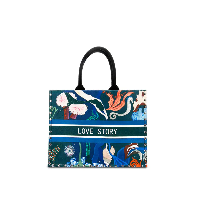 Canvas Printed Bag, Women's Shoulder Tote Bag