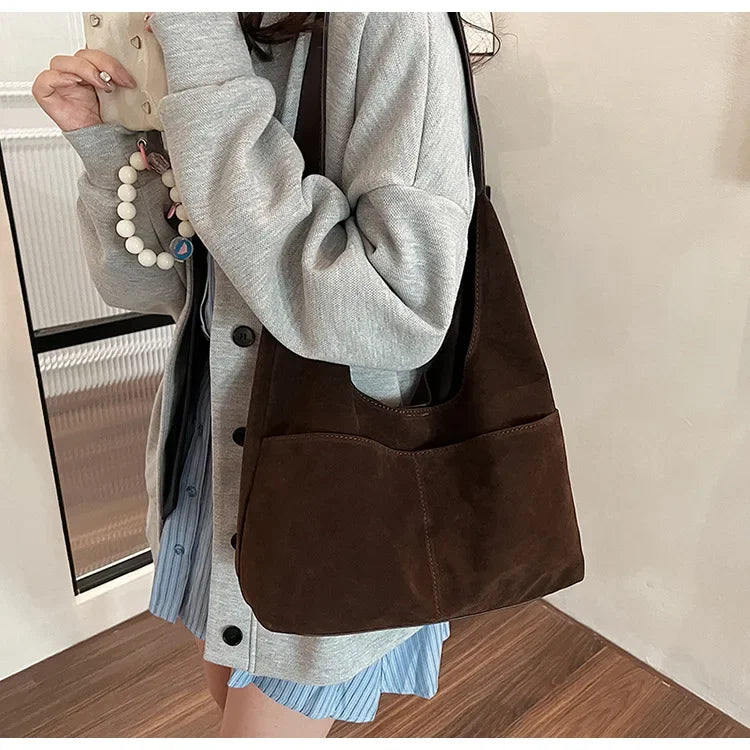 Large Suede Shopper Tote