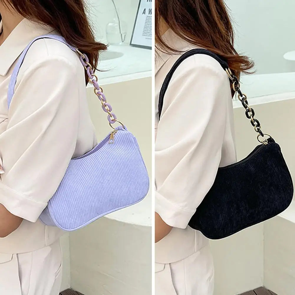 Corduroy Crescent Shoulder Bag