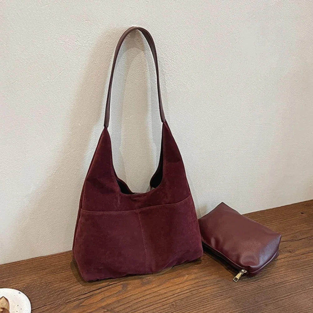 Large Suede Shopper Tote
