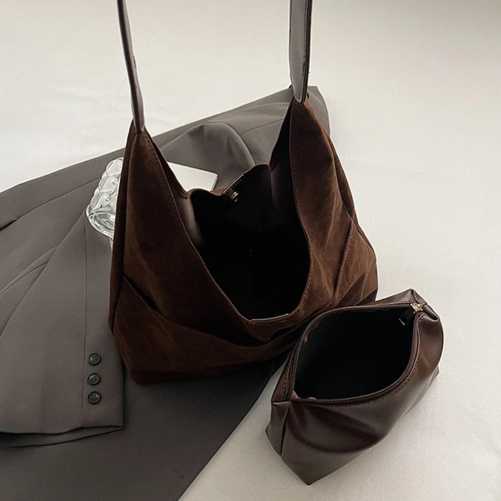 Large Suede Shopper Tote