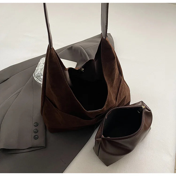 Large Suede Shopper Tote