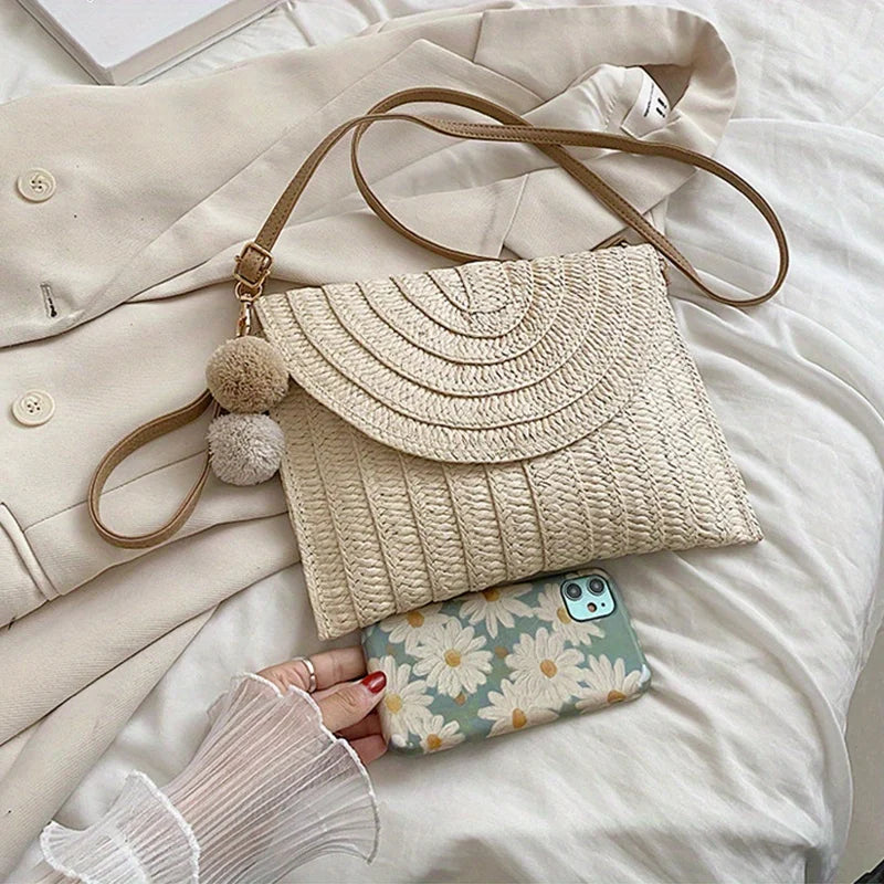 Woven Straw Envelope Bag